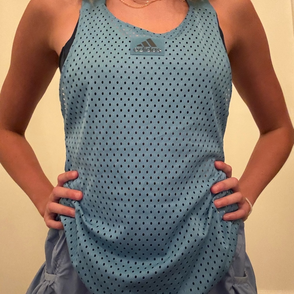 Blue adidas tank top with built in sports bra size small